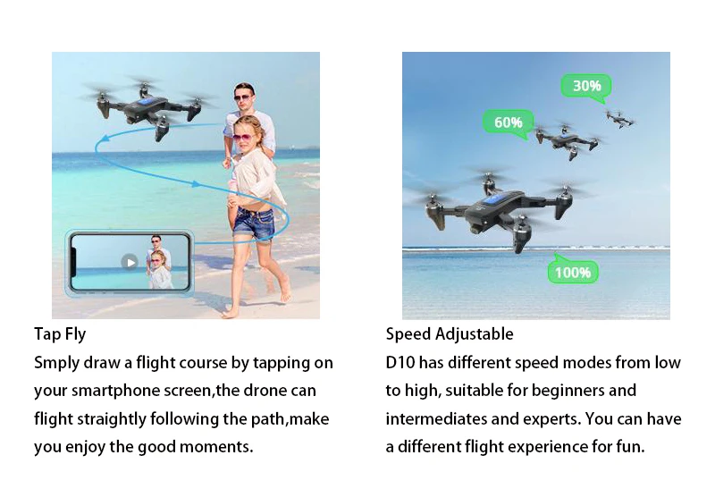 DEERC D10 RC Quadcopter Drone With 1080P HD Camera 5G FPV Live Video 3D Flip Long Flight Beginners RC Helicopter Foldable Toys large rc helicopters