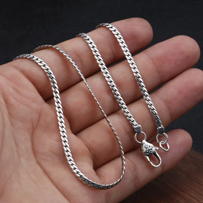 

3mm SOLID 925 STERLING SILVER MENS WOMEN Vajra classic link CHAIN Necklace A3979