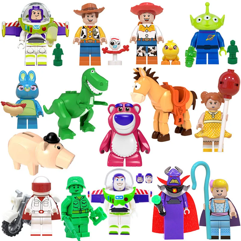 

For Toys Story 4 Figures Buzz Lightyear Woody Forky Gizmo Gremlins Alien Stitch Jessie With Elliot Building Blocks Friends Briks
