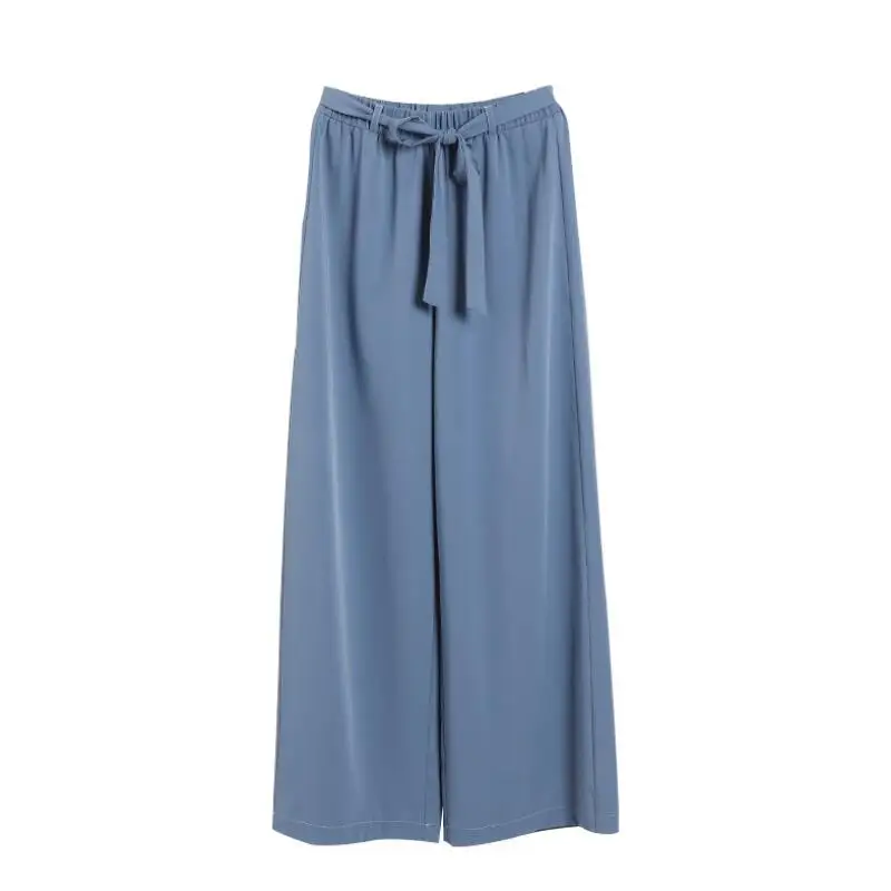 Элегантные шифоновые широкие брюки с высокой талией на резинке для лета и осени