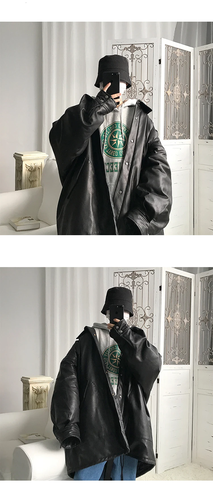 Зимние мужские Свободные Длинные бейсбольные Кожаные Мотоциклетные зимние черные куртки Тренч Одежда с хлопковой подкладкой из искусственного меха толстые пальто