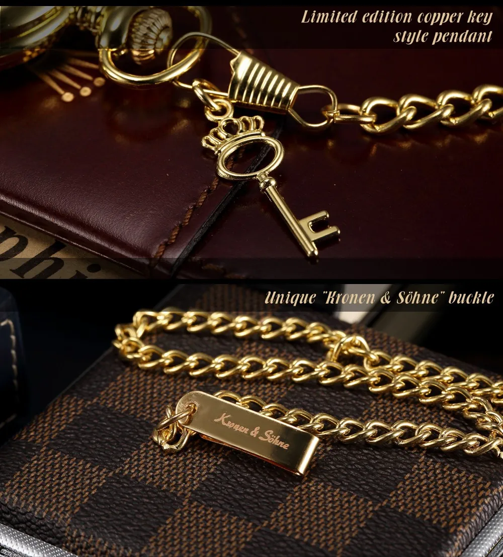 KS Luxury Skeleton Golden Hand Winding Clock Long Chain Fob Pendant Stand Transparent Case Men Mechanical Pocket Watches /KSP062