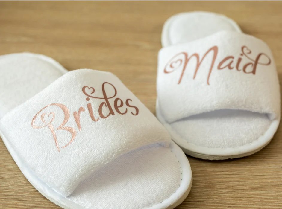 Индивидуальные открытые свадебные тапочки для подружки невесты подарок