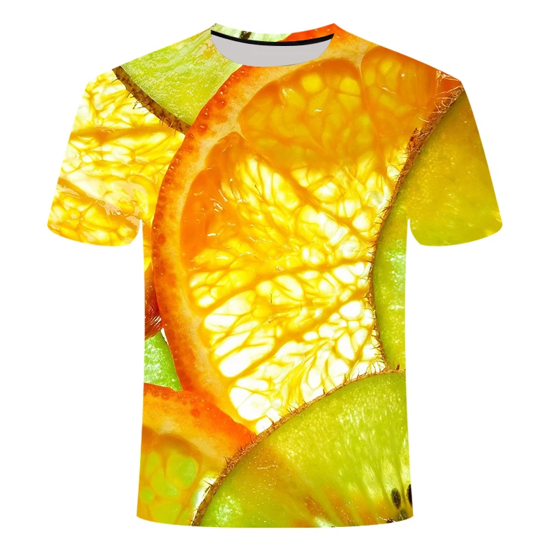 

2019 new design summer casual 3D T-shirt men's fruit print cool short-sleeved refreshing T-shirt men's street hip hop clothing