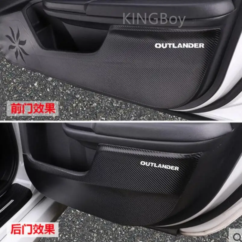 2013- для mitsubishi outlander дверь kick устойчивый автомобиль для интерьера автомобиля из углеродного волокна кожа защитная накладка
