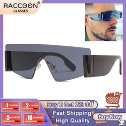 2022 Punk Cat Eye Sunglasses Women Luxury Brand Rimless One Piece Lens Sun Glasses Men Fashion Wide Leg Hip Hop Eyewear Shades