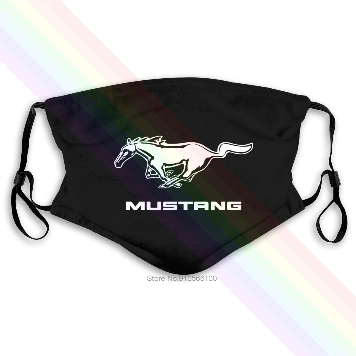 Máscara reusável lavável preta do logotipo clássico de ford mustang com 2 filtros pm2.5 dos pces 5 camadas