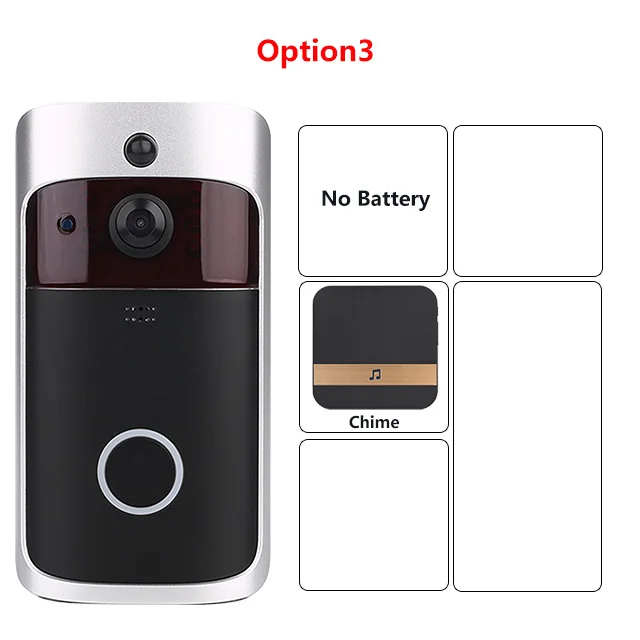 Option3 EKEN Смарт IP видеодомофон wifi дверной Звонок камера для квартиры ИК сигнализация беспроводная камера безопасности - Цвет: Option3