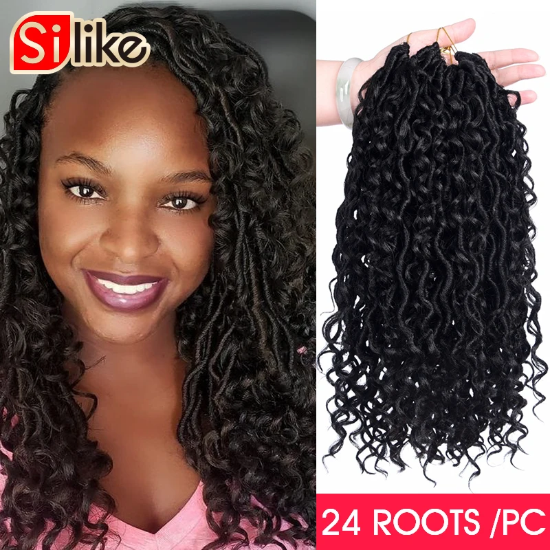 Silike 14" Goddess Locs Crochet Hair Extensions Synthetic Twist Braids Hair Locks Crochet braids For Women 24 Strands