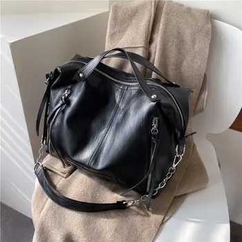 

2020 Large Capacity Women PU Leather Handbags Shoulder Tote Bag washed PU Motorcycle Messenger bags Top-handle bags Sac a main
