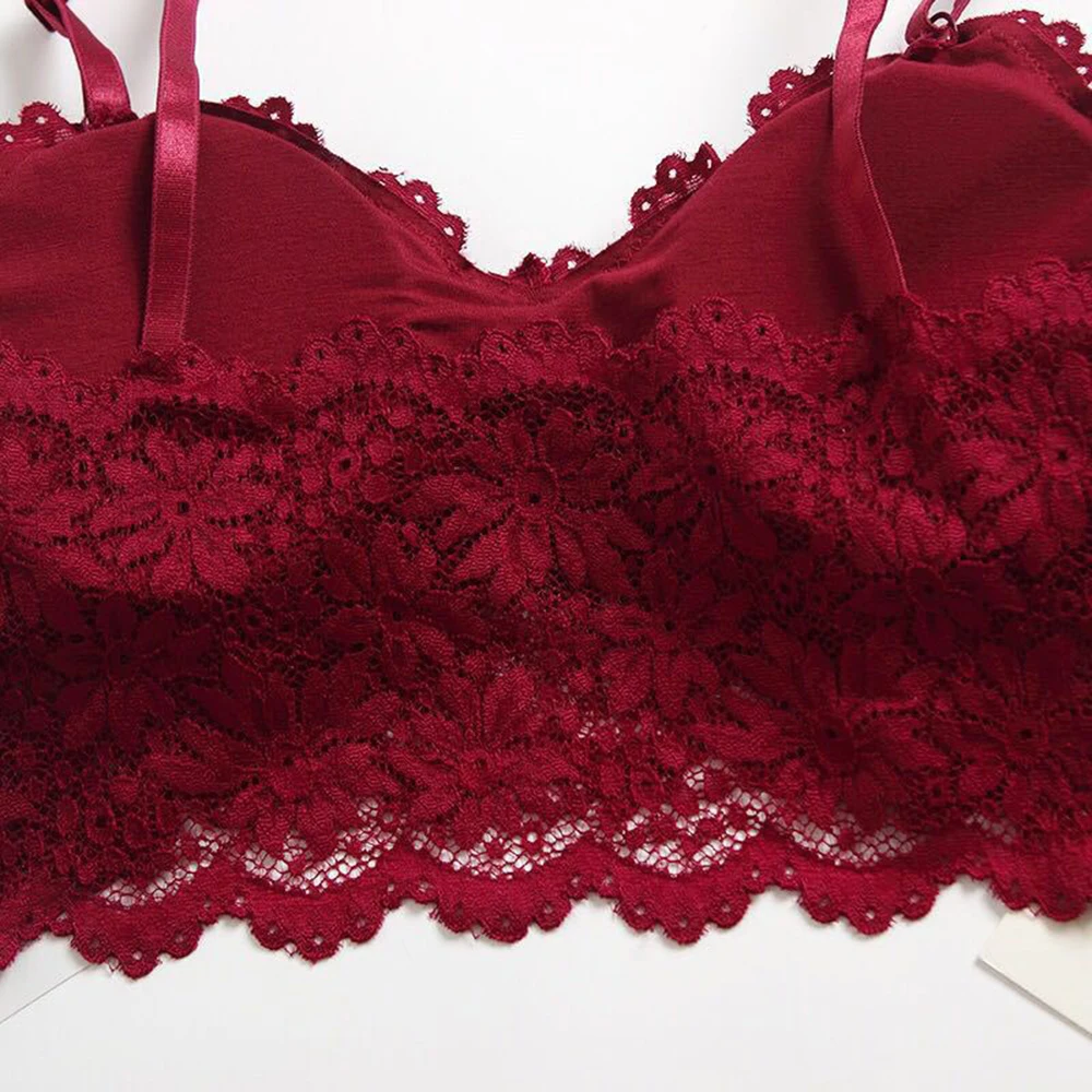 JODIMITTY New Arrival Wireless Women Bra Full Cup Sexy Lace Push Up Bra For Women's Plus Size Soft Bralette Solid White Red