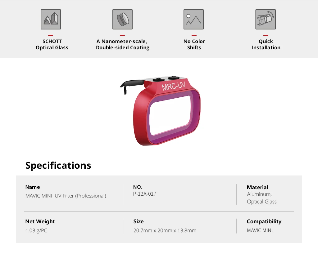 PGYTECH UV CPL фильтр объектива камеры профессиональная версия для DJI Mavic Mini Drone аксессуары