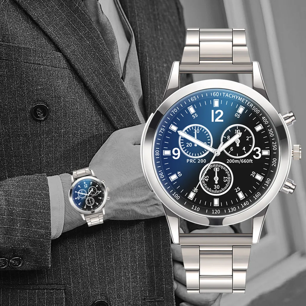 Reloj de cuarzo de alta calidad para hombre, pulsera de acero inoxidable, disco de cadena, de cuarzo, sencillo, para vacaciones, 50 *