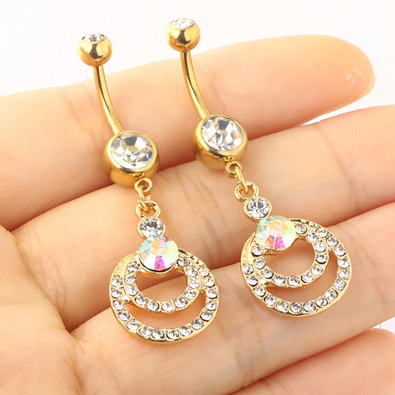 

Wholesales Stainless Steel Garnet Gold Zircon Crystal Devil Belly Button Ring Navel Piercing Nombril Ombligo Body Jewelry 14g