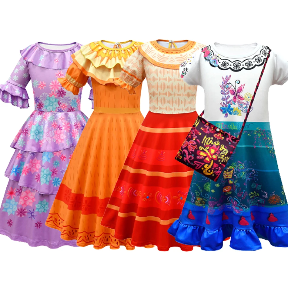 New Kids Clothes Girls Encanto Madrigal Cosplay Costume Fancy Dresses For  Carnival Halloween Princess Dress Clothing And Bag - Kids Cospaly Dresses -  AliExpress