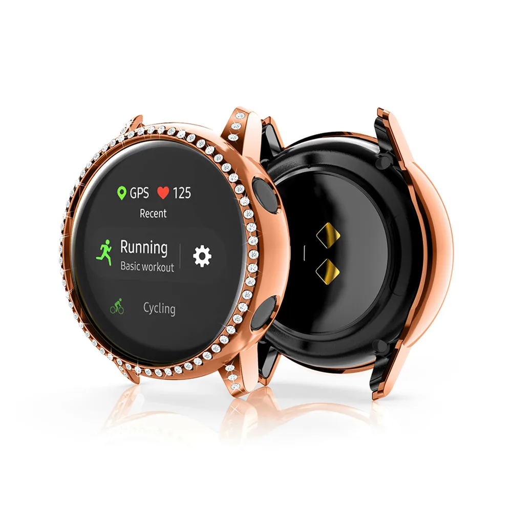 PC защитный чехол для samsung Galaxy Watch Active против царапин HD полный экран Защитная крышка часов с цирконием дрель