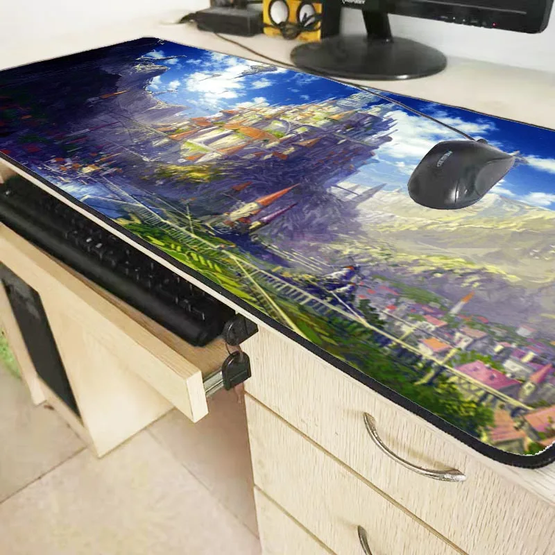  Anime Scenery Castle Large Gaming Mouse Pad Big Lock Edge Keyboard Desk Mousepad Mat Gamer Anti-sli
