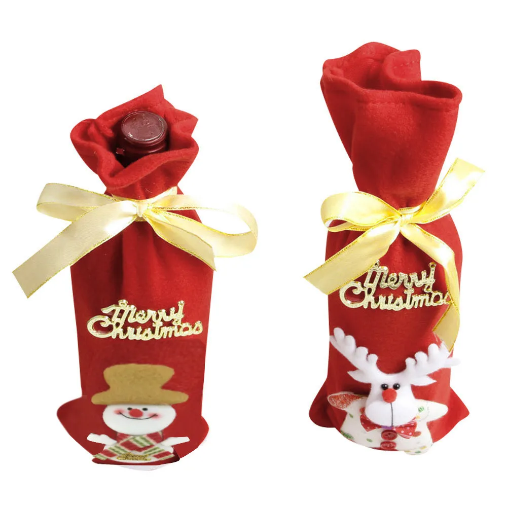 Random 1pc 1 шт. чехол для бутылки вина, Рождественский Декор для дома, Рождество, Санта-Клаус, олень, бутылка, одежда, кухонные украшения, год - Цвет: Random 1pc