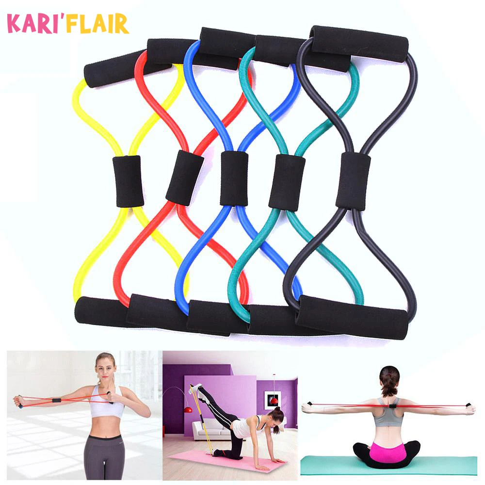 

Home Workout 8 Word Resistance Rubber Bands Fitness Rope Bands for Yoga Elastic Band Fitness Equipment Expander Gym Exercise