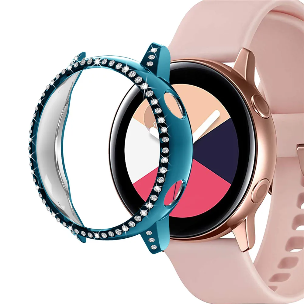 PC Protective Case for Samsung Galaxy Watch Active Anti-Scratch HD Full Screen Protection Watch Cover with Zirconum Drill