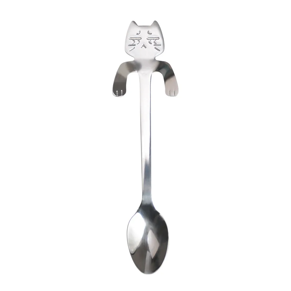 Кошачья ложка, ложка с длинной ручкой, столовые приборы для кофе, нержавеющая сталь, для питья, кухонные инструменты, чашки, аксессуары, ложки, креативная кофейная ложка - Цвет: B