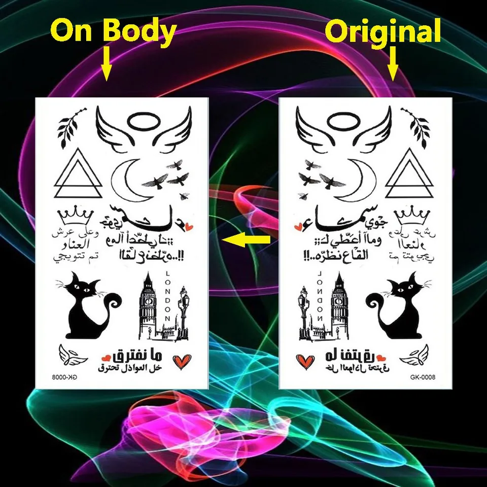 Minimaliste Temporaire Tatouages Chat Etanche Flash Tatouage Couronne Autocollant Lune Horloge Tour Faux Tatoo Femmes Fille Oiseau Corps Main Bras Aliexpress