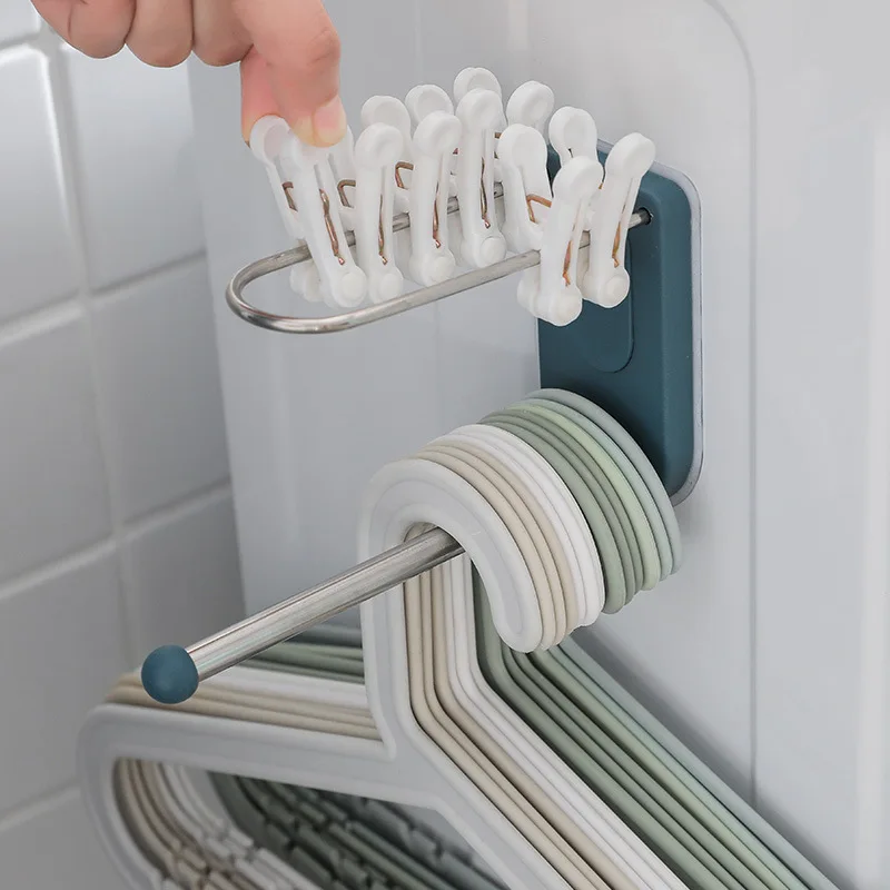 

Seemless Stickers Stainless Steel Coat Hanger Hook Wall Hanging Clothes Storage Rack Wall Multi-functional Folding Stick Stick S
