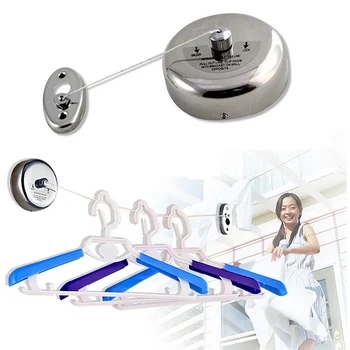 

1 Pc Home Bathroom Accessories Stainless Steel Clothesline Outdoor Clothes Dryer Retractable Round Rope With Screws Clothes line