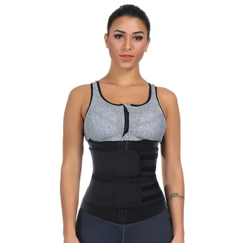 

Plus Size Neoprene Waist Trainer Girdles Sweat Sauna Body Shapers Slimming Zipper Waist Shaper Fitness Double Modeling Belt Faja