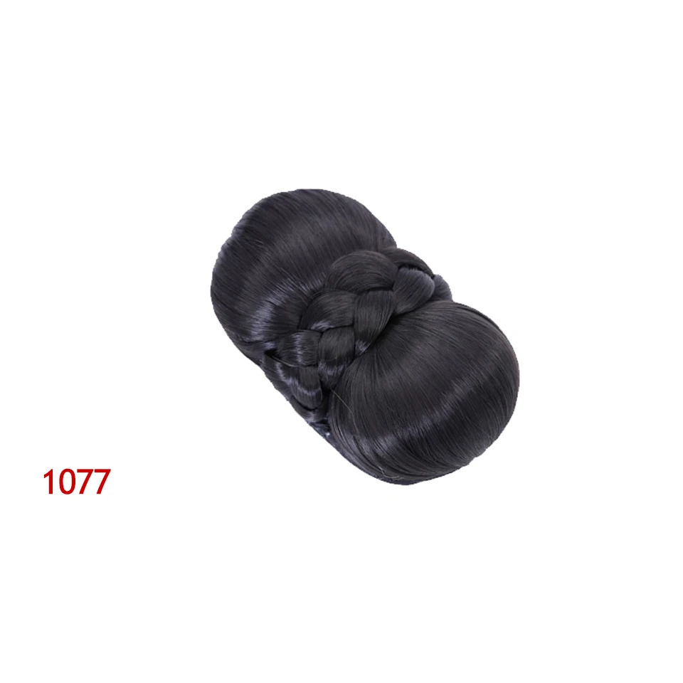 MEIFAN китайские традиционные ретро черные длинные волосы шиньон синтетические поддельные волосы булочка прокладка высокий древний черный бык рога парик - Цвет: 1077