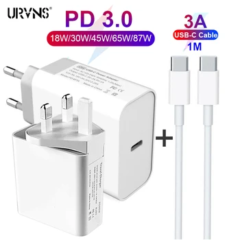 

URVNS PD 3.0 USB C Laptop Charger Type C Fast Charger with USB-C Cable for MacBook Pro Dell XPS iPad Pro iPhone Pixel Galaxy S10