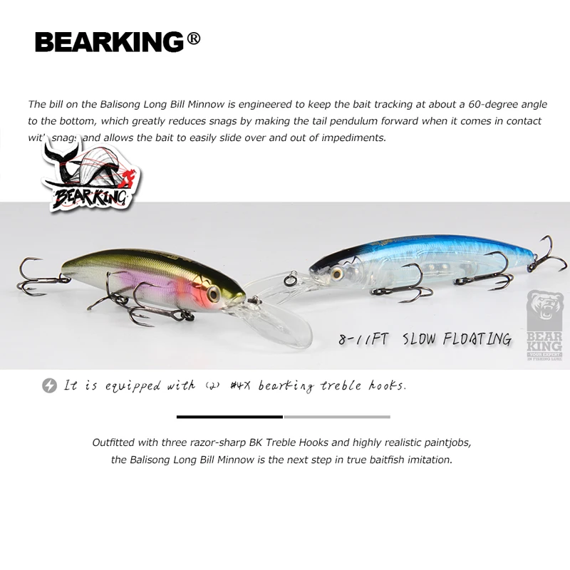 Bearking 130mm 28.6g 전문 품질 낚시 미끼 하드 미끼 다이빙 2.5-3m 품질 wobblers minnow 인공 미끼 태클