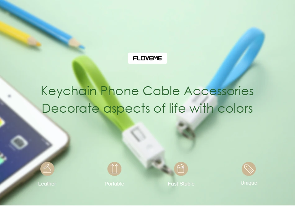 FLOVEME Keychain Charger Charging Cables Micro USB Type C For iphone 11 Pro Max 15CM Portable USB Phone For Samsung Huawei