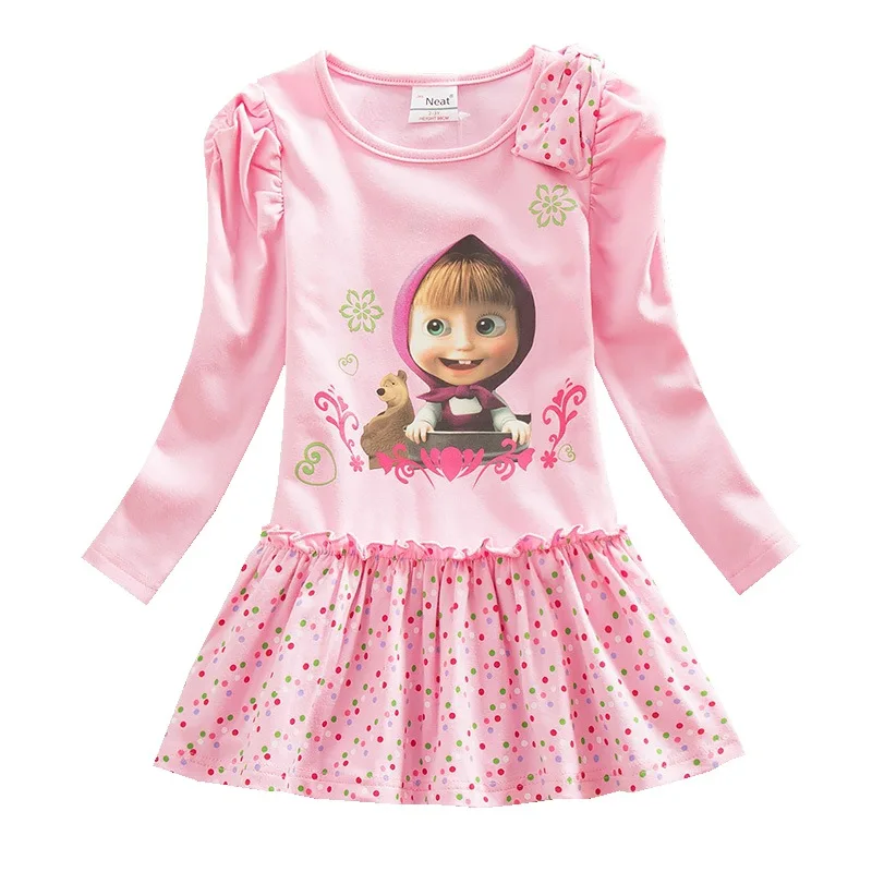 Платье с длинными рукавами для девочек; сезон весна-осень; новое От 2 до 8 лет; детское платье с вышивкой и длинными рукавами для девочек; LH5795 - Цвет: H5306 pink