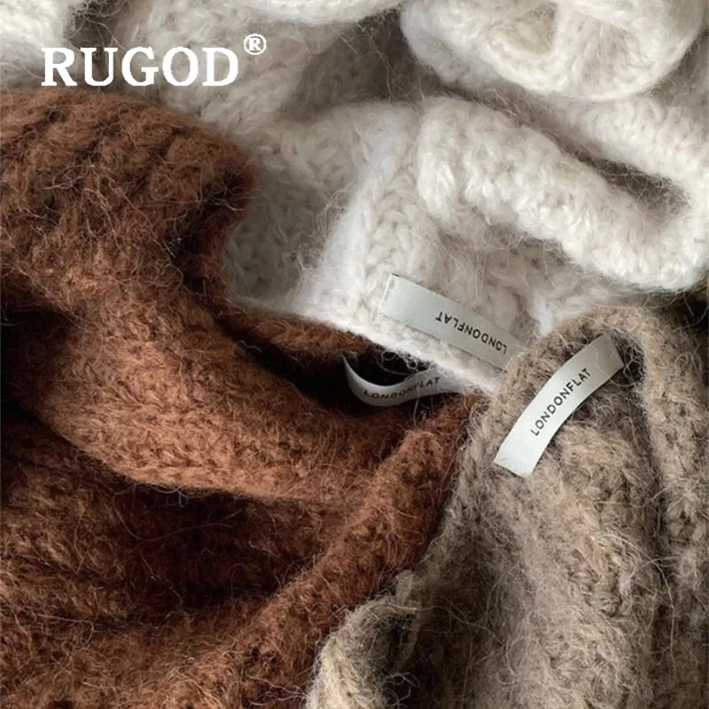 RUGOD женский сплошной твист вязаный свитер v-образный вырез с длинными рукавами Свободный Плюс Размер пуловер свитер корейский Повседневный осенний пальто