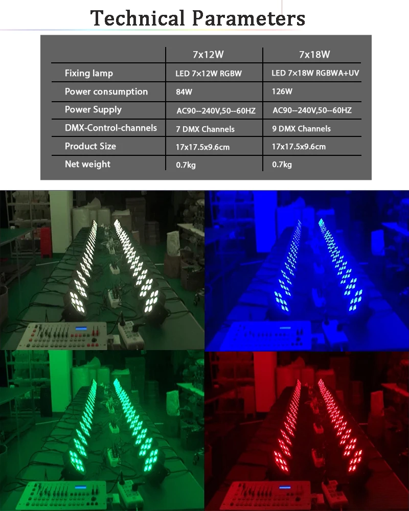 LED 7x18W RGBWA+UV Par Light with DMX512 6in1 Stage Light Wash Effect DJ Disco Mini Led Spotlighting 10W led light disco light led stage light mini led stage light 1PCS