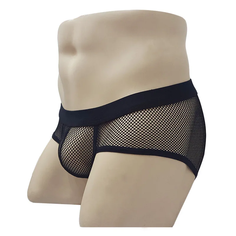 

Men Fashion Brief Bikini Briefs Low Bulge Waist Underwear Transparent Net Mesh Underpants Intimates Lingerie Sexy Underwear
