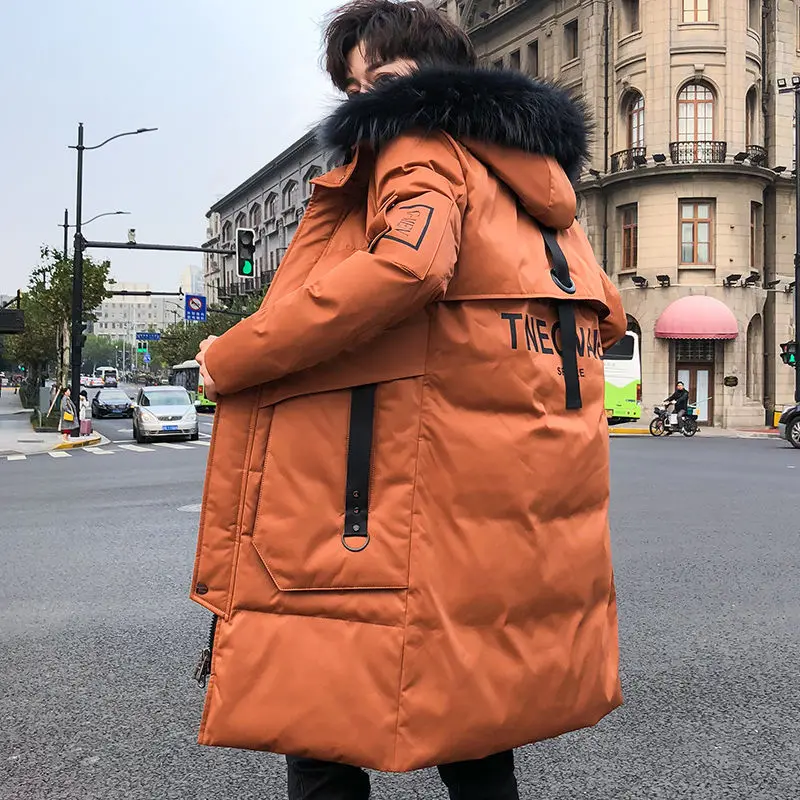 Мужская зимняя утепленная парка с капюшоном, Мужская Длинная ветровка, верхняя одежда, куртка, Мужская модная парка