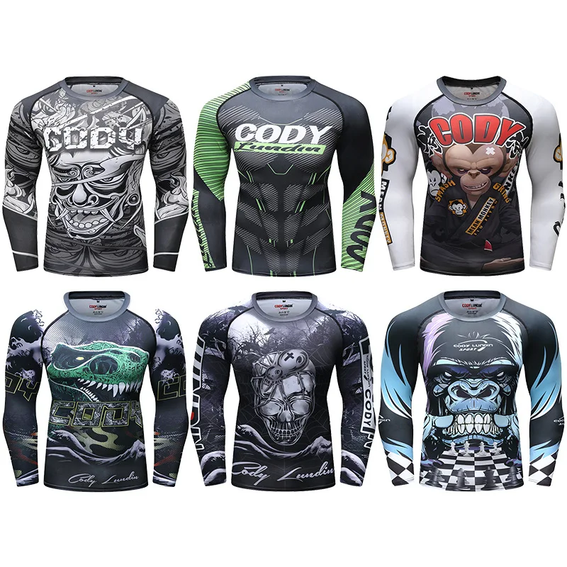 

Rashguard Mma Men Muay Thai Printed T Shirt Jiu Jusit Bjj Long Sleeve Kickboxing MMA Compression Shirt Boxe Fight Boxing Jerseys
