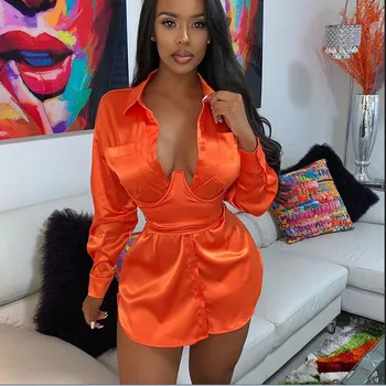 

2019 Hot Womens Batwing Sleeve Mini Dress Women Sexy Pleated Blouse Shirt Dress Autumn High Waist Slim Elegant Silk Short Dress