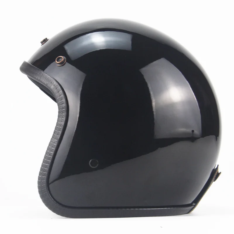 3/4 helmet motorcycle open vintage motorcycle helmet classic helmet male electric helmet Chopper Style helmet - Цвет: Black