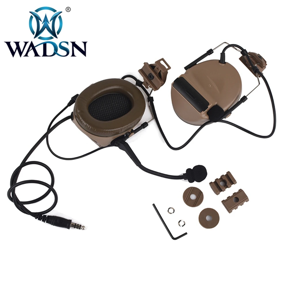 WADSN тактические наушники Comtac II Гарнитура для быстрых шлемов Softair авиационная гарнитура Peltor шлем рельсовый адаптер набор гарнитуры - Цвет: DE