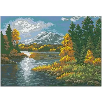 

Lake in the mountains patterns Counted Cross Stitch 11CT 14CT 18CT DIY Chinese Cross Stitch Kits Embroidery Needlework Sets