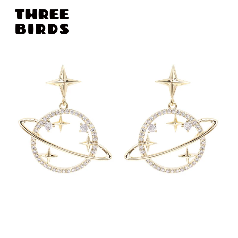 Трендовые AAA кубические циркониевые Звездные Серьги со спутником, роскошные брендовые модные золотые серьги для женщин, корейские ювелирные изделия