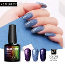 Modelones 10 мл мерцающие неоновые УФ-лаки для ногтей Светодиодная лампа Vernis Полупостоянный УФ-гель для ногтей Дизайн ногтей Красота Радужный гель для ногтей
