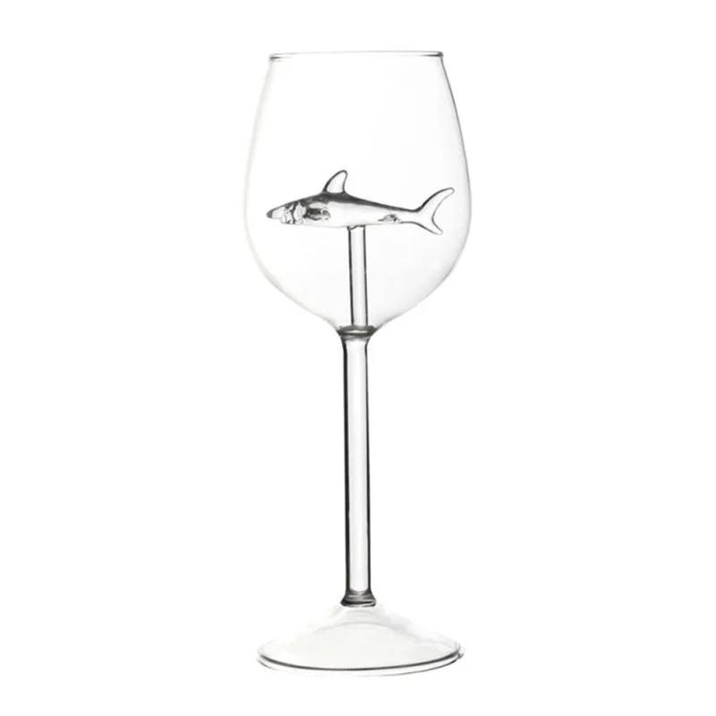 Ручной выдувный хрустальный бокал для вина es Shark красный бокал для вина стеклянная бутылка для вина высокий каблук Акула красный бокал для вина Свадебная вечеринка подарок - Цвет: 1pcs