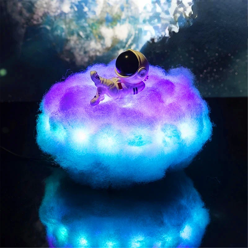 

Children's Gift Resin Astronaut Ornaments Night Light Dream Catcher White Cloud Lamp USB Remote Control Bedside Table Lamp