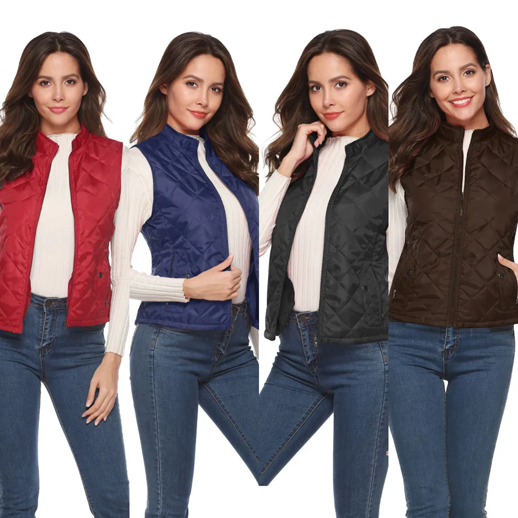 Jaycosin 2019 Winter Warm Casual Leisure Waistcoat Coat Women Thick Solid Color Jackets Comfortable Sleeveless Jacket Coat 31#4