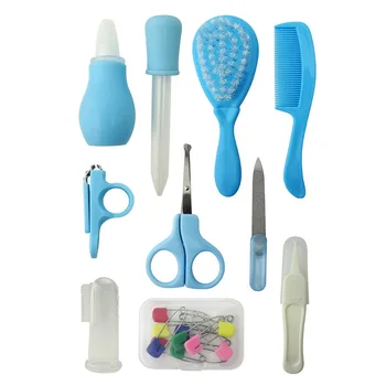 

10Pcs/Set Baby Care Kit Portable Newborn Baby Grooming Kit Nail Clipper Nasal Aspirator Hair Comb Safety Care Set for Baby Gifts