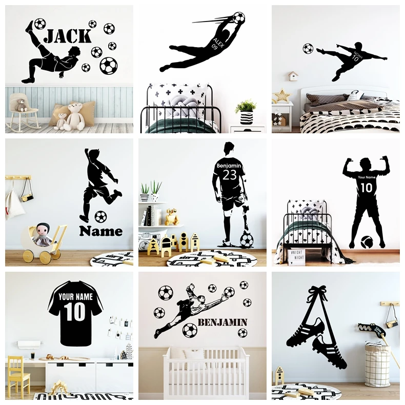 Large Football Soccer Custom Name FC Decals For Kids Boys Room Mural Bedroom Decor Wall Decal Stickers Vinyl Sticker | Дом и сад